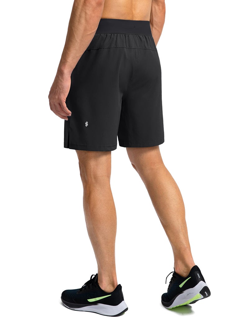Soothfeel Men's Running Shorts with Zipper Pockets 7 Inch Lightweight Quick Dry Gym Athletic Workout Shorts for Men (Black, M) - Image 4