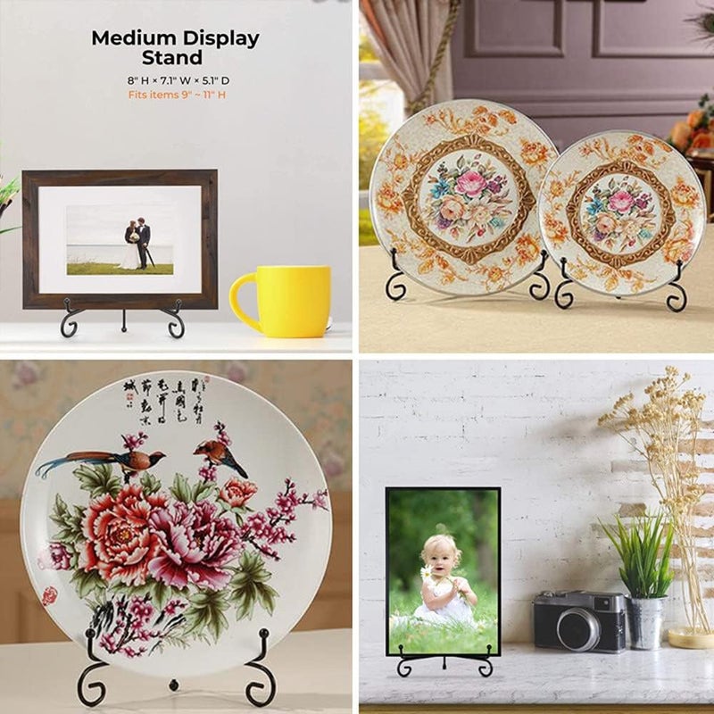 BetterJonny 6 Pack 8" Iron Display Stand, Upgraded Anti-Slip Plate Display Stand for Displaying Pictures, Photo Frames, Book and Tabletop Artworks - Image 2