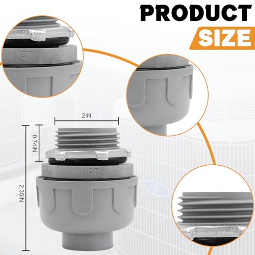 Wocloer 1 inch Liquid Tight Connector PVC Flexible Conduit Connector,Straight 180 Degree UL Listed Liquid Tight Conduit Fittings (6 Pack) - Image 2