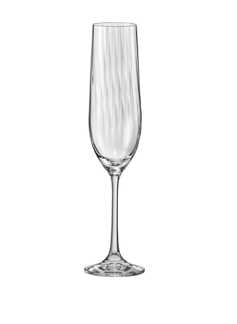 Crystalex Champagne Flute Glass Waterfall 190ml, Crystalline