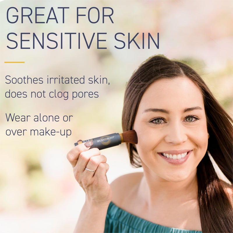 Brush On Block Full Face Sun Protection Kit, Translucent Mineral Powdered Sunscreen & Protective Lip Oil SPF 30, Reef Friendly, FSA HSA Eligible - Image 5