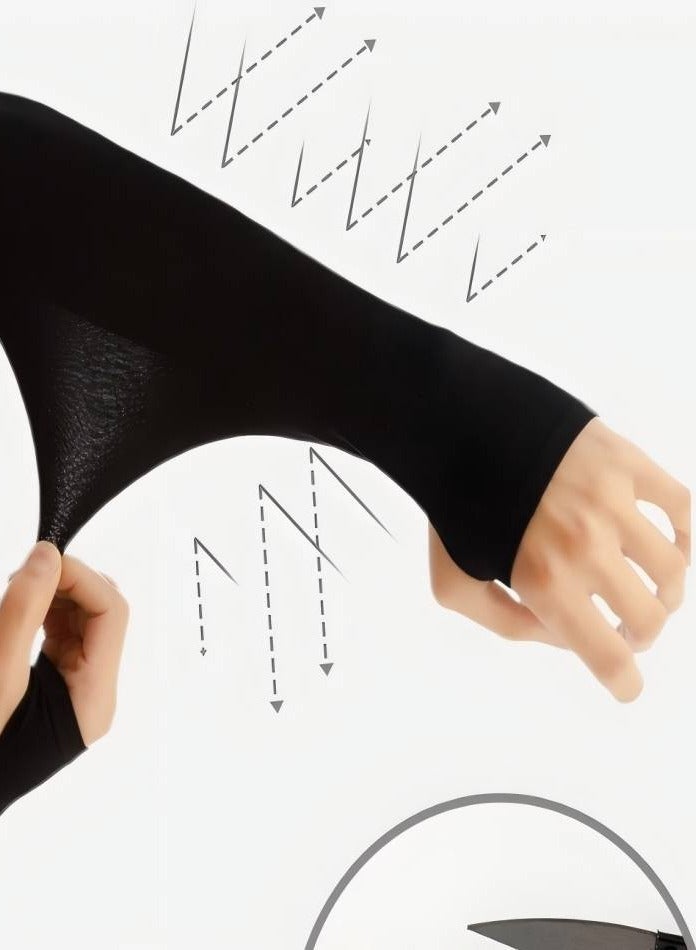 Healife Elastic Sun Protection Arm Sleeves Black Full-Length UV Blocking - Image 2
