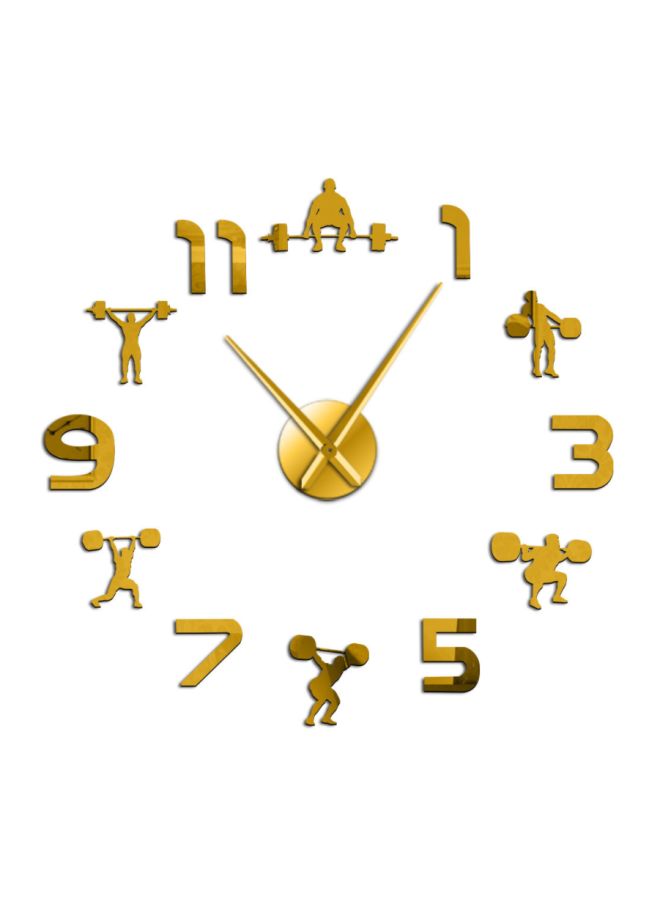 NIBEMINENT Weightlifting Fitness Room Wall Clock Gold 15x10x4.5cm - Image 1