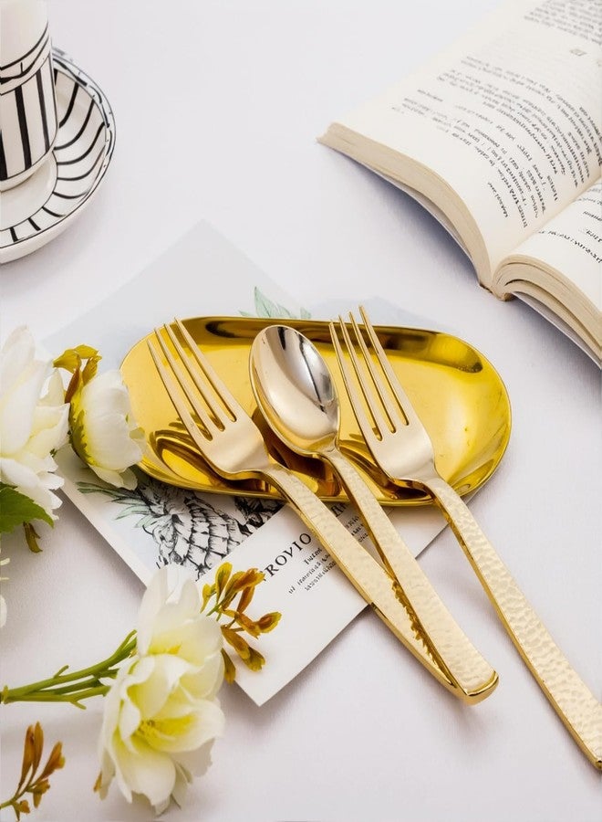 KIRE 400PCS Gold Plastic Spoons and Forks Disposable - Gold Plastic Silverware Set Disposable - 200 Forks and 200 Spoons for Thanksgiving Party, Birthday - Image 5