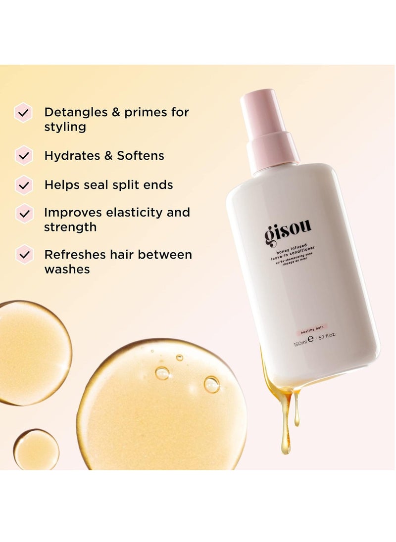Gisou Gisou Honey Infused Leave-In Conditioner, a Lightweight Conditioning Hair Spray, Hair Moisturizer and Hair Detangler, Frizz Control, Softens and Protects Against UV Damage (5.1 fl oz)  - Image 2