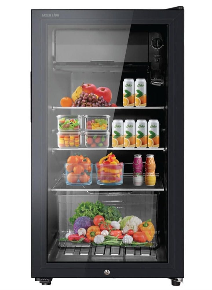 GREEN LION Mini Refrigerator 83L with Compact Fridge & Freezer with Fast Cooling, Single Door Refrigerator With Glass Finish, Low Noise, Energy Efficient, Child Lock, Ideal for Home, Office, Kitchen, Bar, Bedroom & Café - Black - Image 1
