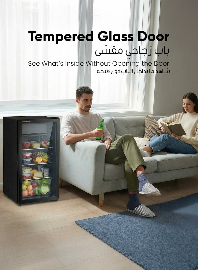 GREEN LION Mini Refrigerator 83L with Compact Fridge & Freezer with Fast Cooling, Single Door Refrigerator With Glass Finish, Low Noise, Energy Efficient, Child Lock, Ideal for Home, Office, Kitchen, Bar, Bedroom & Café - Black - Image 4