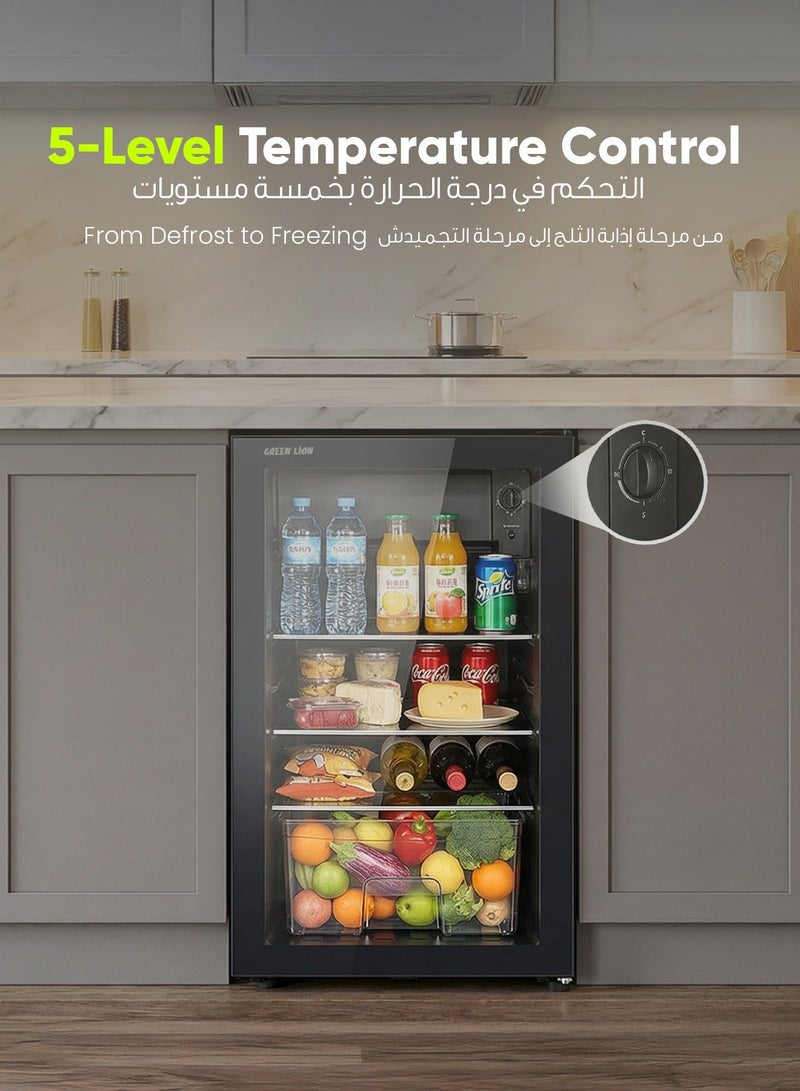 GREEN LION Mini Refrigerator 83L with Compact Fridge & Freezer with Fast Cooling, Single Door Refrigerator With Glass Finish, Low Noise, Energy Efficient, Child Lock, Ideal for Home, Office, Kitchen, Bar, Bedroom & Café - Black - Image 5