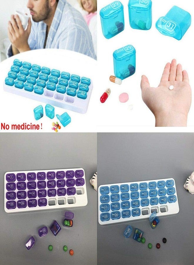 Magik 31 Day Monthly Pill Organizer Medication Pod Compartment Planner Box Plastic(Blue,1 Pack) - Image 2