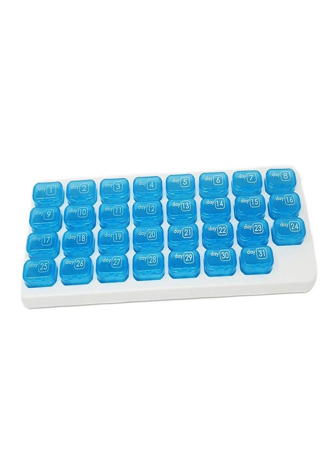 Magik 31 Day Monthly Pill Organizer Medication Pod Compartment Planner Box Plastic(Blue,1 Pack) - Image 1