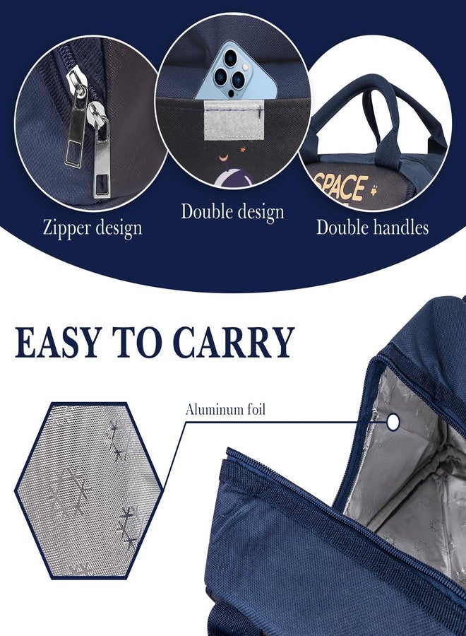 لينكيديا حقيبة غداء للأطفال من Linkidea، حقيبة حمل كبيرة السعة مزودة بحزام يد، حقيبة صندوقية قابلة لإعادة الاستخدام للمدرسة، متوافقة مع علب الغداء B.Box و Sunhanny و Pedeco و QQKO و Xgxn (أزرق داكن) - Image 2