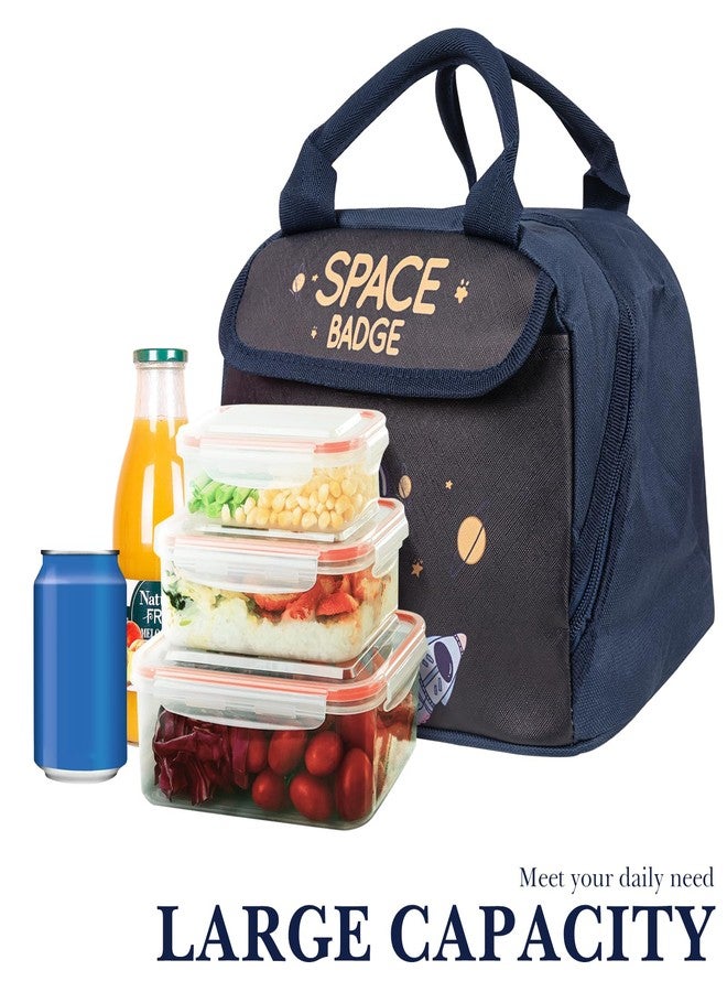 لينكيديا حقيبة غداء للأطفال من Linkidea، حقيبة حمل كبيرة السعة مزودة بحزام يد، حقيبة صندوقية قابلة لإعادة الاستخدام للمدرسة، متوافقة مع علب الغداء B.Box و Sunhanny و Pedeco و QQKO و Xgxn (أزرق داكن) - Image 4