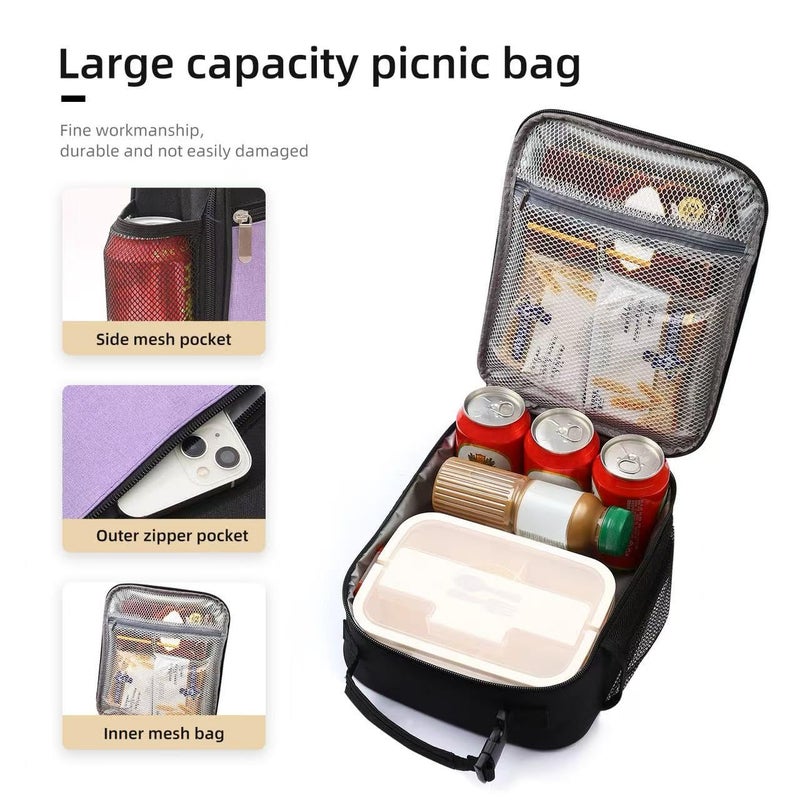 Lovoeo Lunch box Lunch bag for men women Insulated Lunchbox Lunch bags for Work Picnic Travel (Thicken light purple) - Image 3