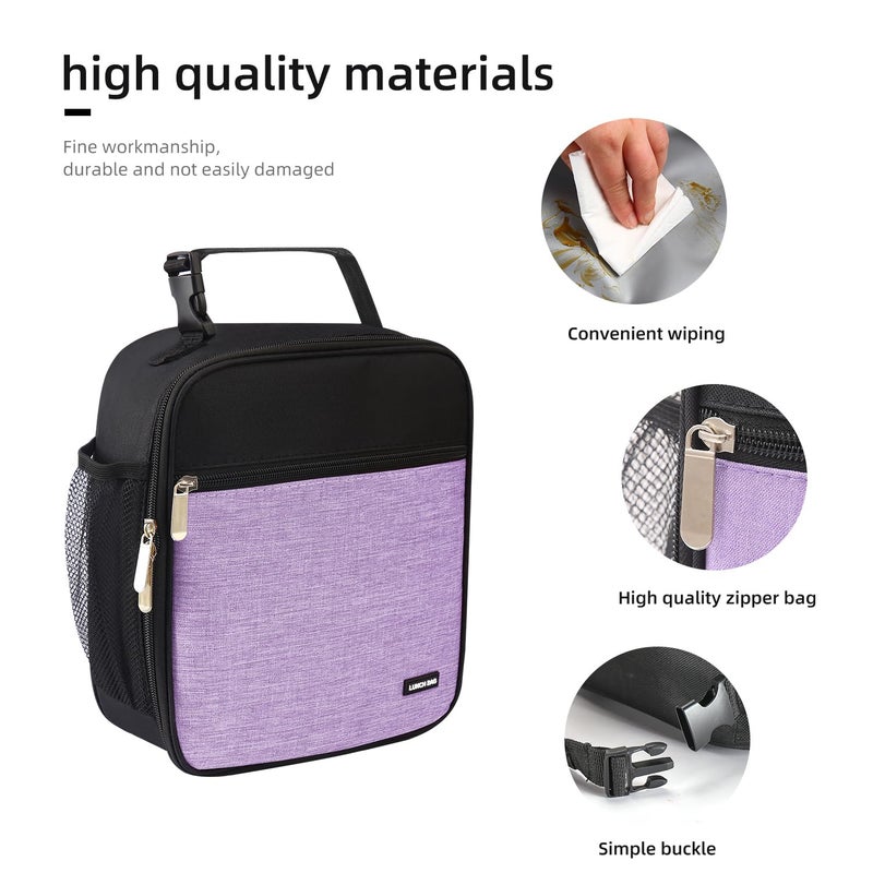 Lovoeo Lunch box Lunch bag for men women Insulated Lunchbox Lunch bags for Work Picnic Travel (Thicken light purple) - Image 5