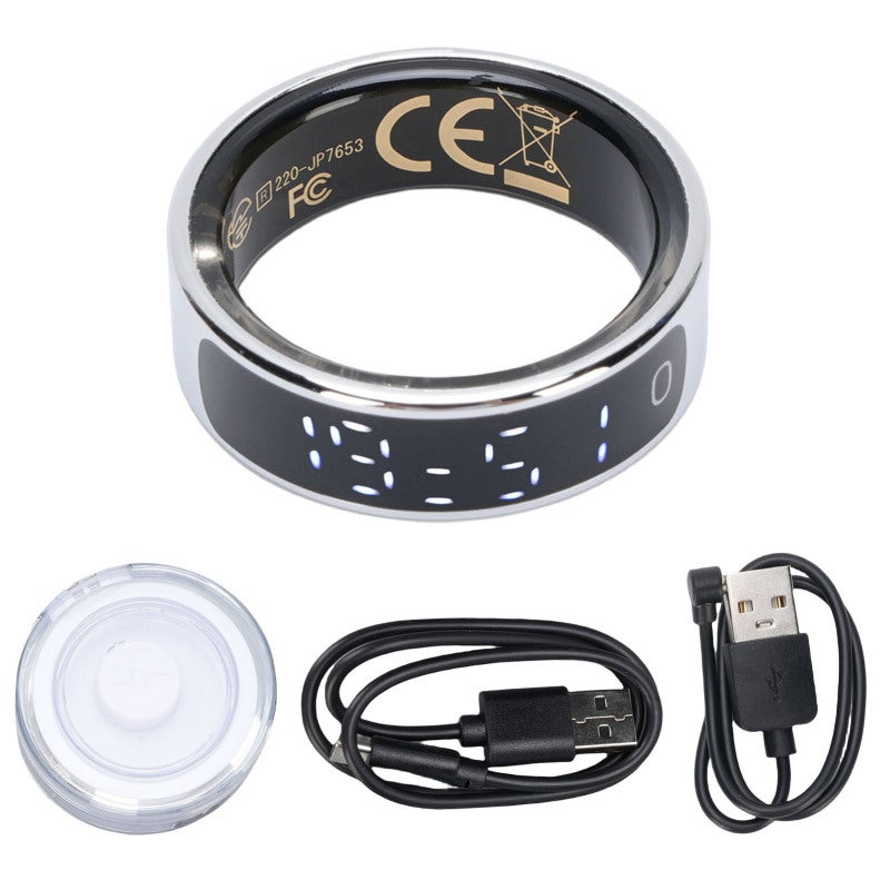 Smart Ring Fitness Tracker Size 10 Silver 5ATM Waterproof Touch Screen Sleep Tracking Ring - Multiple Sports Modes Health Monitoring Ring for Gym Running Daily Activity Fitness Enthusiasts - Image 1