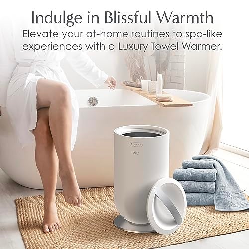 Pure Enrichment PureBliss Luxury Towel Warmer - Extra Large 20L Heats Towels, Robes, Blankets, or Clothing - Modern Bucket Design, 4 Heat Timer Settings & Auto Shut-Off (White & Brushed Silver) - Image 2