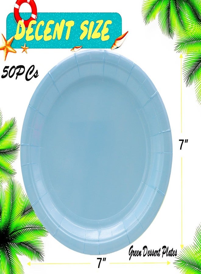 HSPAIDYP 50Pcs Blue Party Supplies Blue Paper Plates,7"Paper Dessert Plates Blue Disposable Light Blue Paper Plates for Blue Party Theme Baby Shower Picnic Travel Gender Reveal Blue Party Decoration (Blue) - Image 3