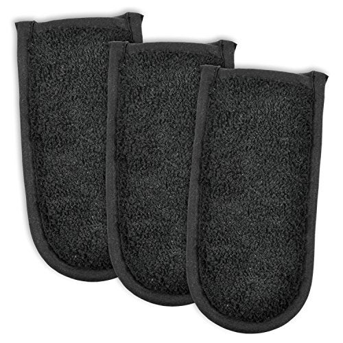 DII Basic Terry Collection Quilted 100% Cotton, Pan Handle, Black, 3 Piece - Image 1