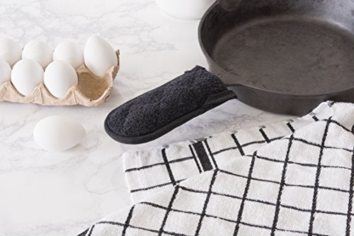 DII Basic Terry Collection Quilted 100% Cotton, Pan Handle, Black, 3 Piece - Image 3