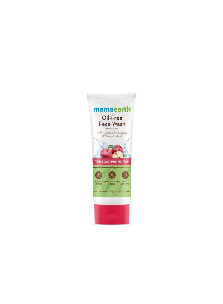 MAMAEARTH Oil Free Face Wash for Oily Skin, with Apple Cider Vinegar 100 ml - Image 1