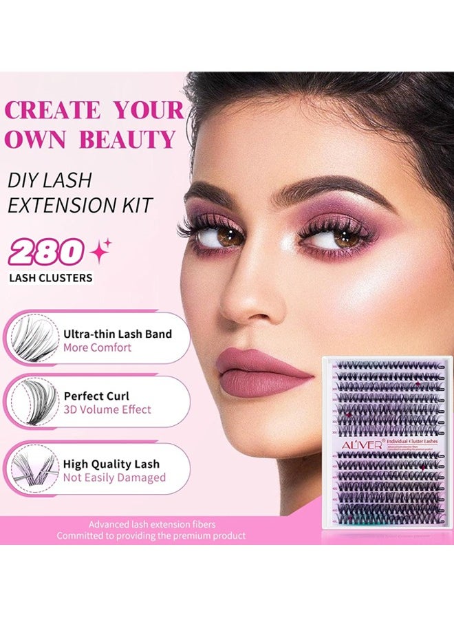 GUDOO - DIY Eyelash Extension Kit 280pcs Individual Lashes Cluster D Curl 9 to16mm Mix Lash Clusters with Lash Bond and Seal and Lash Applicator Tool for Self Application at Home 30D 40D 9 to 16MIX KIT - Image 1