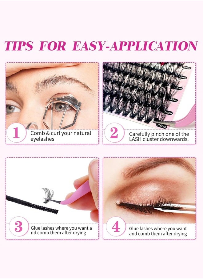 GUDOO - DIY Eyelash Extension Kit 280pcs Individual Lashes Cluster D Curl 9 to16mm Mix Lash Clusters with Lash Bond and Seal and Lash Applicator Tool for Self Application at Home 30D 40D 9 to 16MIX KIT - Image 1