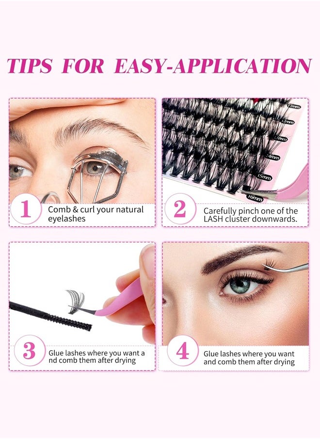 GUDOO - DIY Eyelash Extension Kit 280pcs Individual Lashes Cluster D Curl 9 to16mm Mix Lash Clusters with Lash Bond and Seal and Lash Applicator Tool for Self Application at Home 30D 40D 9 to 16MIX KIT - Image 1