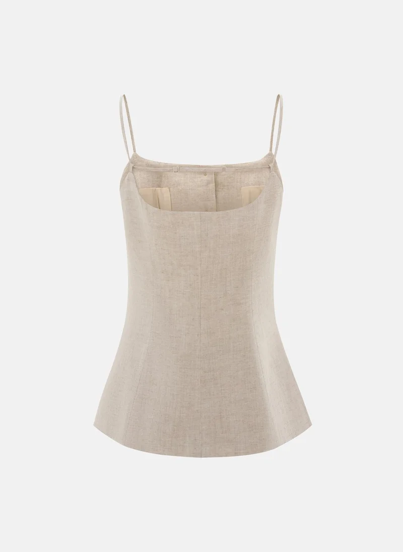 Lichi  Linen top with large buttons for Women | Best Price UAE