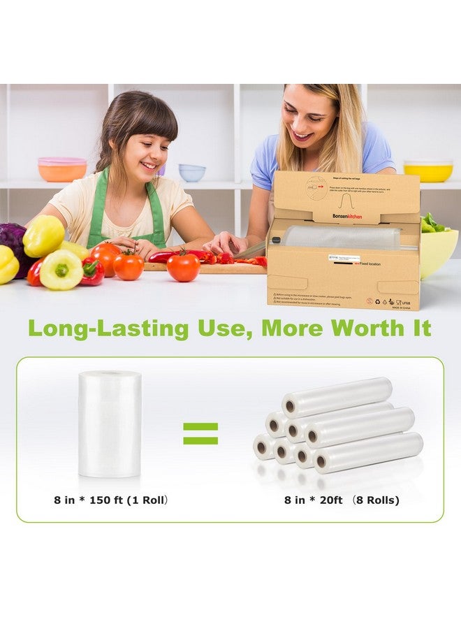 Bonsenkitchen [2025 New] Bonsenkitchen 8” x 150’ Vacuum Sealer Bags Rolls with Cutter for Food Storage, Commercial Grade, BPA Free, Great for Meal Prep and Sous Vide Cooking - Image 2