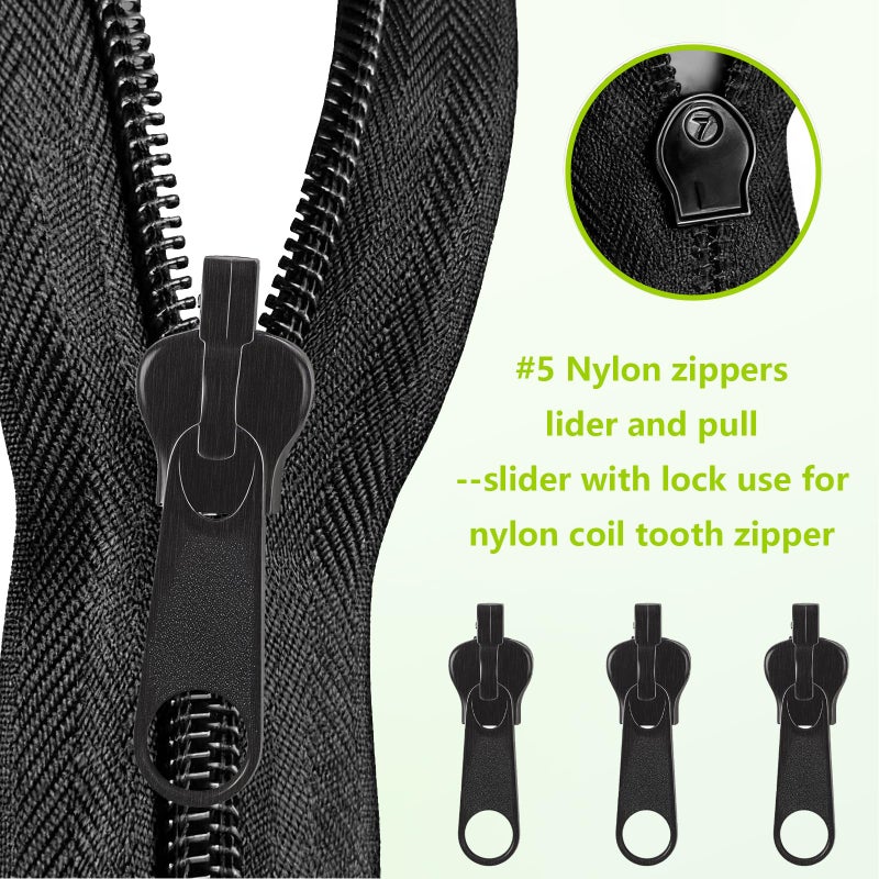 Pretwad 24 PCS Universal Zipper Repair Kit - 4 Size Double-Sided Zipper Sliders with Zippers Pull, Black Zippers Fix Repair Replacement Kit for Backpack, Jackets, Coats, Tents, Luggage, Bags - Image 4