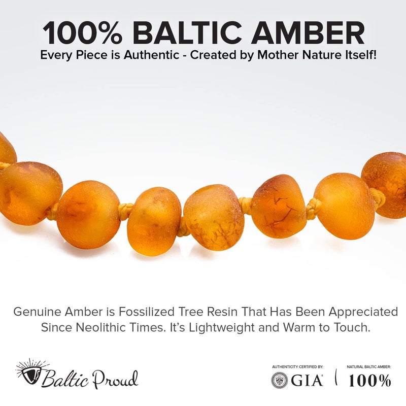 Baltic Proud Raw Amber Necklace and Bracelet Gift Set (Unisex Honey Raw 12.5 Inches/5.5 Inches) - Certified Premium Quality Raw Baltic Sea Amber - Image 3