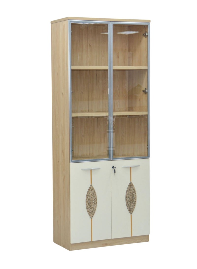 KARNAK Karnak Book Shelf Wooden Bookcase File Rack Storage for Home, Office, School, Library, Study Room, Living Room, Bedroom -Color Beige K-558 2DR  - Image 1