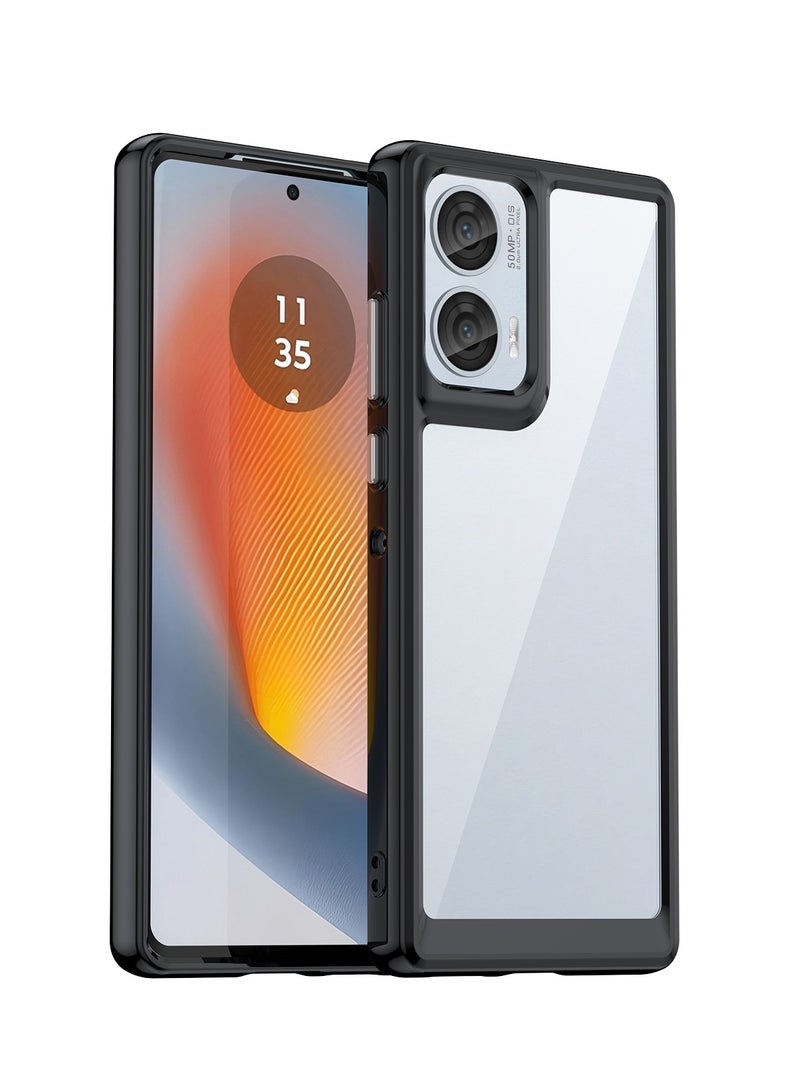 for Motorola Edge 50 Fusion Case Cover, High Quality Hard Backplane Soft Border Pure and Bright Comfortable Feel Cell Phone Protective Case for Motorola Edge 50 Fusion, Black - Image 1