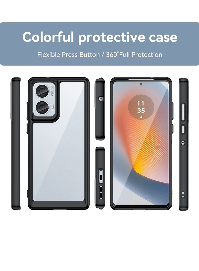 for Motorola Edge 50 Fusion Case Cover, High Quality Hard Backplane Soft Border Pure and Bright Comfortable Feel Cell Phone Protective Case for Motorola Edge 50 Fusion, Black - Image 2