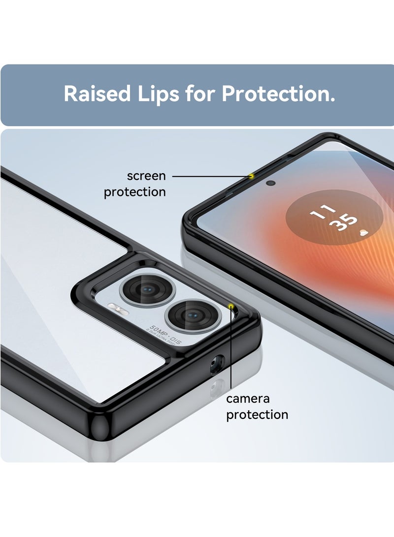 for Motorola Edge 50 Fusion Case Cover, High Quality Hard Backplane Soft Border Pure and Bright Comfortable Feel Cell Phone Protective Case for Motorola Edge 50 Fusion, Black - Image 4