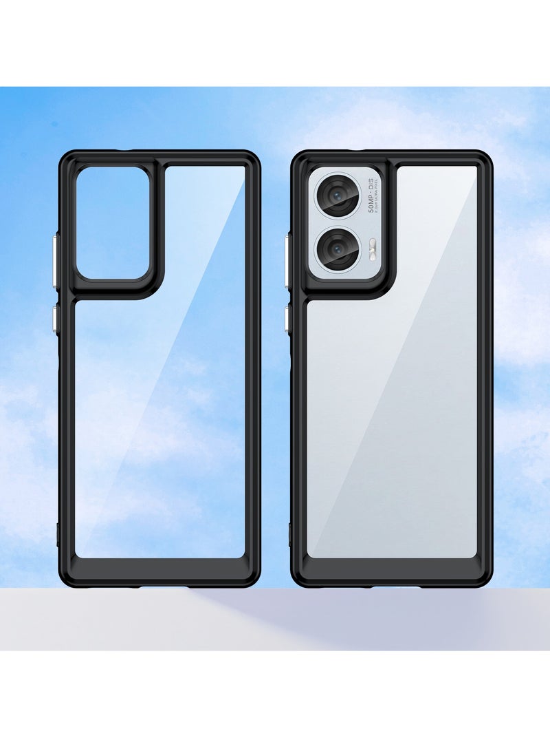 for Motorola Edge 50 Fusion Case Cover, High Quality Hard Backplane Soft Border Pure and Bright Comfortable Feel Cell Phone Protective Case for Motorola Edge 50 Fusion, Black - Image 5
