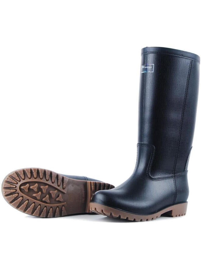 Warrior Huili Men's Mid-high Rain Boots, Adult Waterproof Shoes, Rubber Boots, Hxl128-b, Black High-top, Size 42 - Image 2