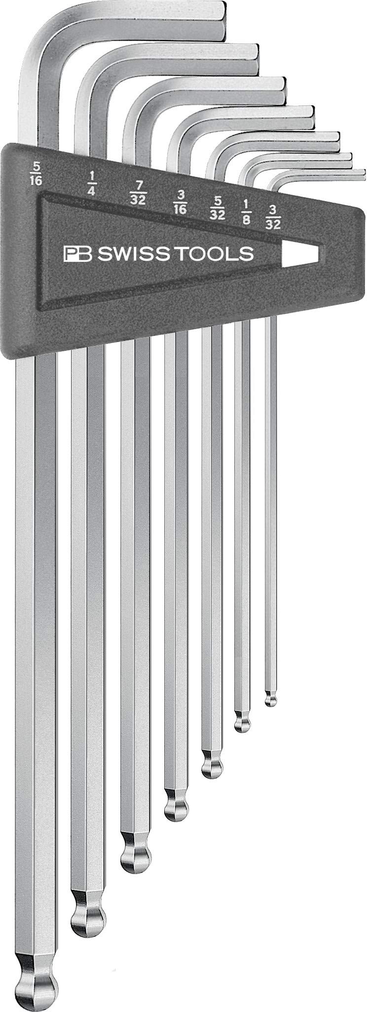 PB Swiss Tools Hex Key Set PB 212ZLH CN 100 Swiss Made 7Piece Long LWrench Key Set with Ball End Inch Sized 332 to 516 in Practical Holder - Image 2