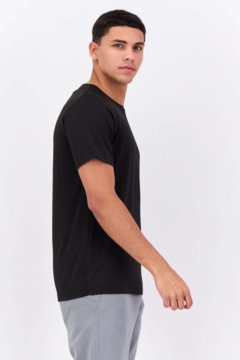 MOTION Men Sportswear Fit Short Sleeve Training T-Shirt, Black - Image 2