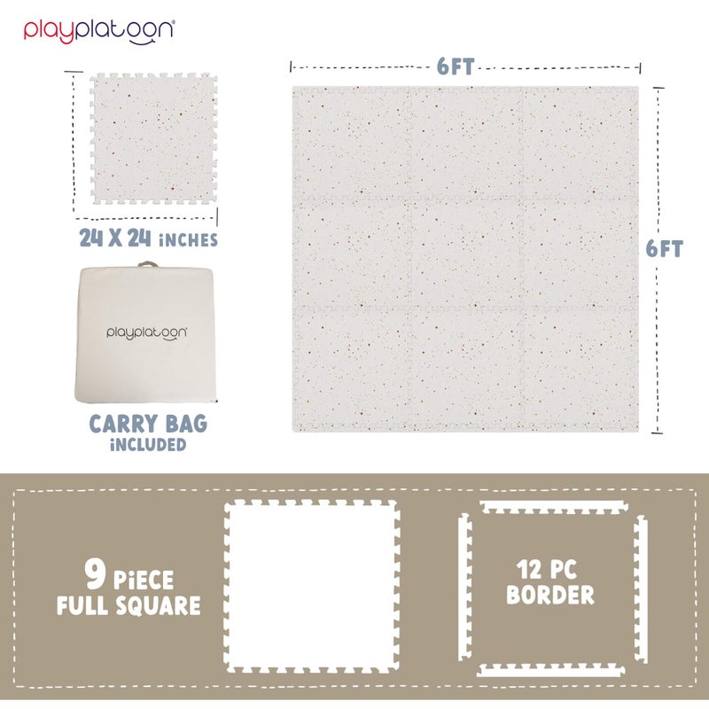Play Platoon Non-Toxic Large Kids Mats for Floors, Extra-Thick Interlocking Tiles, 24 x 24 in. Puzzle Mat Pieces with Border, 9 Tile 72 x 72 inch, Neutral Playmat Rug for Toddlers & Children - Image 2