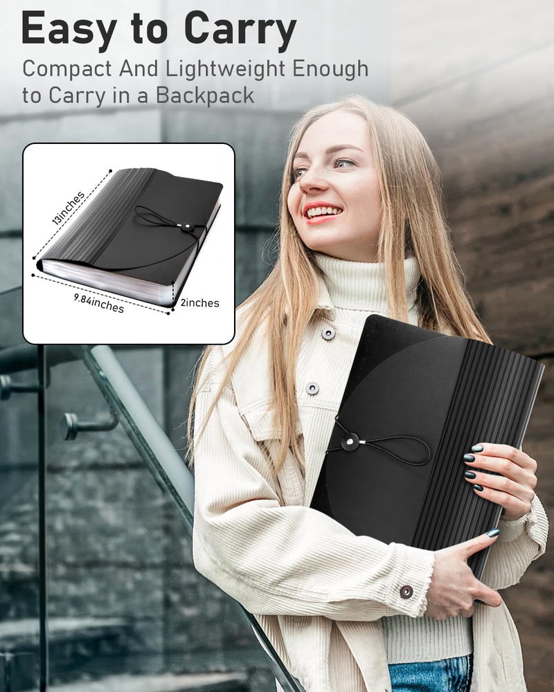 Timart Accordion File Organizer, 24 Pockets Expanding File Folder, Letter A4 Size Document Holder with Labels, Portable Monthly Paper Bill Tax Receipt Organizer for School, Home and Office - Black - Image 5
