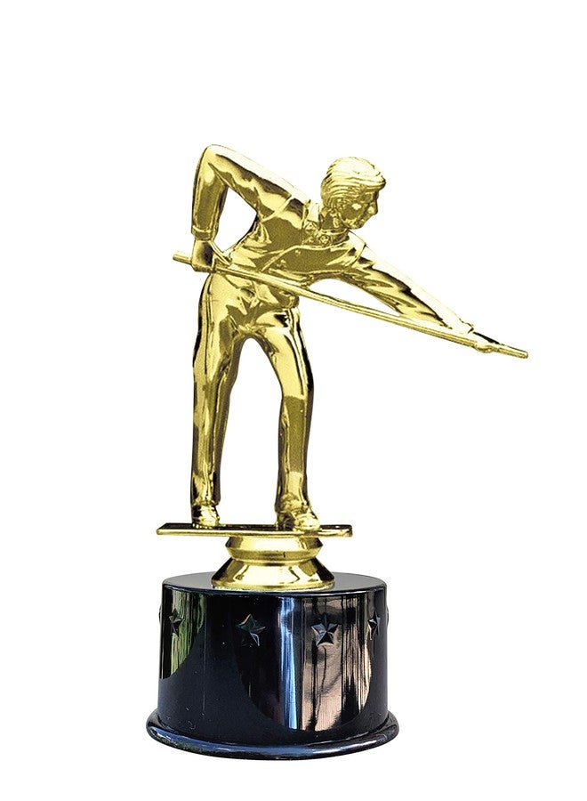 Express Medals Male Billiards Pool 8 9 Ball Award Trophy Party Favor Gift Prize Including 4 Gold Color Decals to Custom Personalize The Black Round Base - Image 1