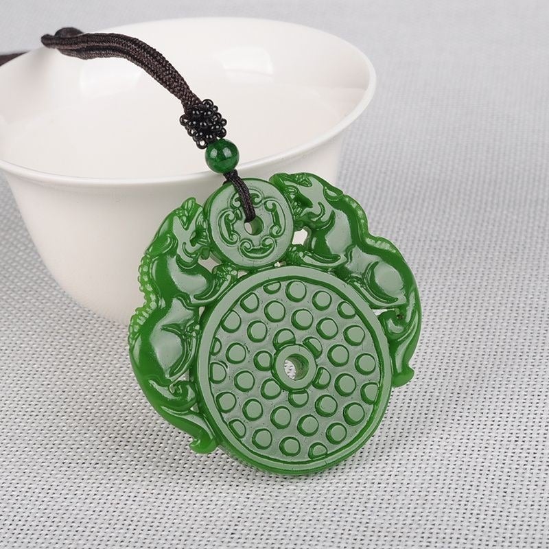 Qi Ta Xinjiang & Outer Mongolia Jade Pixiu Pendant - Double-Sided Antique Hollowed-Out Design - Image 3