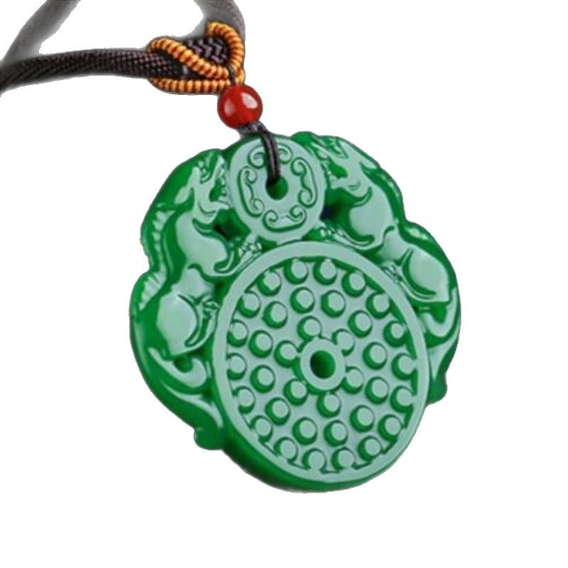 Qi Ta Xinjiang & Outer Mongolia Jade Pixiu Pendant - Double-Sided Antique Hollowed-Out Design - Image 5
