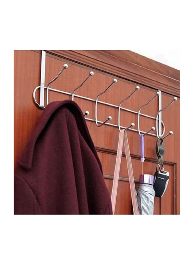 Over Door Coat Hanging Rack Made of Chrome 62 Silver Hooks  - Image 1