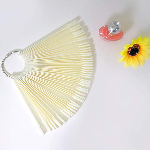 KINJOEK 150 Tips Natural Nail Swatches Sticks Nail Art Supplies for Nail Art Polish Display and Home DIY, Nail Sample Practice Tips Color Board Art Accessories with Ring - Image 5