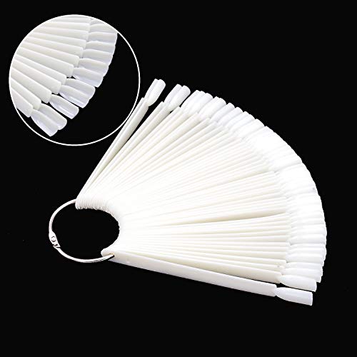 KINJOEK 150 Tips Natural Nail Swatches Sticks Nail Art Supplies for Nail Art Polish Display and Home DIY, Nail Sample Practice Tips Color Board Art Accessories with Ring - Image 4