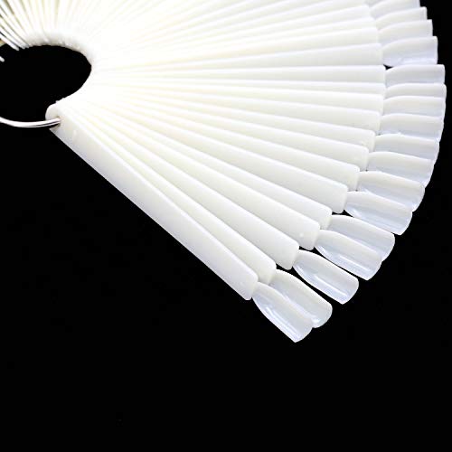 KINJOEK 150 Tips Natural Nail Swatches Sticks Nail Art Supplies for Nail Art Polish Display and Home DIY, Nail Sample Practice Tips Color Board Art Accessories with Ring - Image 2