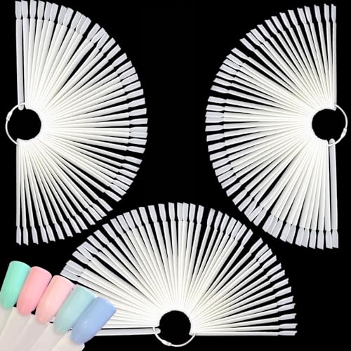 KINJOEK 150 Tips Natural Nail Swatches Sticks Nail Art Supplies for Nail Art Polish Display and Home DIY, Nail Sample Practice Tips Color Board Art Accessories with Ring - Image 1