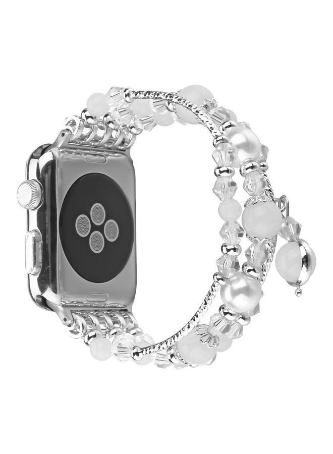 نيبمينينت سوار مضيء من العقيق لساعة أبل 5 و4 مقاس 40 مم/3 و2 و1 38 مم فضي - Image 1